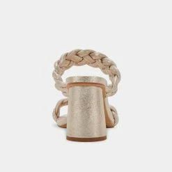 DOLCEVITA PAILY HEELS LIGHT GOLD METALLIC STELLA SUEDE SANDALS