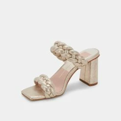 DOLCEVITA PAILY HEELS LIGHT GOLD METALLIC STELLA SUEDE SANDALS