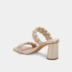 DOLCEVITA PAILY HEELS LIGHT GOLD METALLIC STELLA SUEDE SANDALS