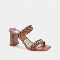 DOLCEVITA PAILY HEELS TAUPE PATENT STELLA SANDALS