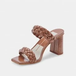 DOLCEVITA PAILY HEELS TAUPE PATENT STELLA SANDALS