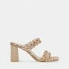 DOLCEVITA PAILY HEELS WHITE STRIPE FABRIC SANDALS