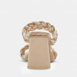 DOLCEVITA PAILY HEELS WHITE STRIPE FABRIC SANDALS