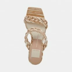 DOLCEVITA PAILY HEELS WHITE STRIPE FABRIC SANDALS