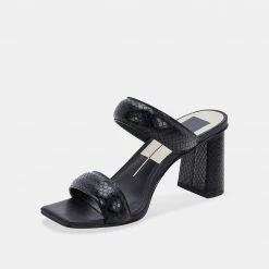 DOLCEVITA PASCOE HEELS BLACK EMBOSSED STELLA