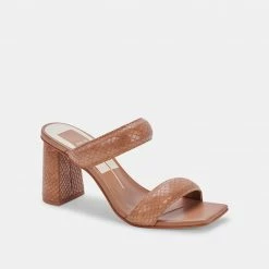 DOLCEVITA SANDALS PASCOE HEELS LUGGAGE EMBOSSED STELLA