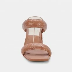 DOLCEVITA SANDALS PASCOE HEELS LUGGAGE EMBOSSED STELLA