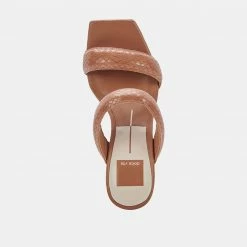 DOLCEVITA SANDALS PASCOE HEELS LUGGAGE EMBOSSED STELLA