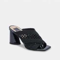 DOLCEVITA SANDALS PATCH HEELS BLACK WOVEN
