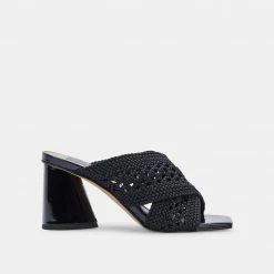 DOLCEVITA SANDALS PATCH HEELS BLACK WOVEN