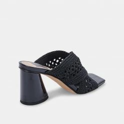 DOLCEVITA SANDALS PATCH HEELS BLACK WOVEN