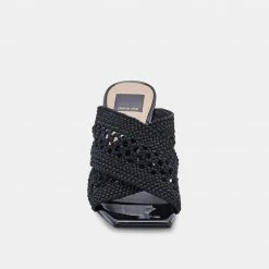DOLCEVITA SANDALS PATCH HEELS BLACK WOVEN