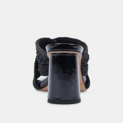 DOLCEVITA SANDALS PATCH HEELS BLACK WOVEN