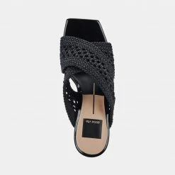 DOLCEVITA SANDALS PATCH HEELS BLACK WOVEN