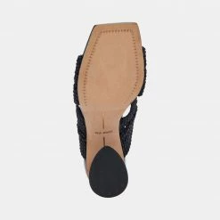 DOLCEVITA SANDALS PATCH HEELS BLACK WOVEN
