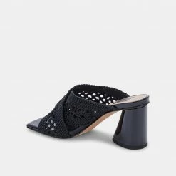 DOLCEVITA SANDALS PATCH HEELS BLACK WOVEN
