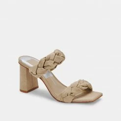 DOLCEVITA PHEBY HEELS KHAKI SILK SANDALS