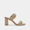 DOLCEVITA PHEBY HEELS KHAKI SILK SANDALS