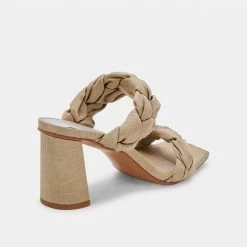 DOLCEVITA PHEBY HEELS KHAKI SILK SANDALS