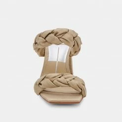 DOLCEVITA PHEBY HEELS KHAKI SILK SANDALS