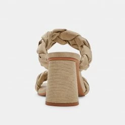 DOLCEVITA PHEBY HEELS KHAKI SILK SANDALS