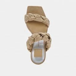 DOLCEVITA PHEBY HEELS KHAKI SILK SANDALS