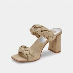 DOLCEVITA PHEBY HEELS KHAKI SILK SANDALS