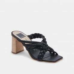 DOLCEVITA PIPIN HEELS BLACK EMBOSSED LEATHER