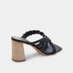 DOLCEVITA PIPIN HEELS BLACK EMBOSSED LEATHER