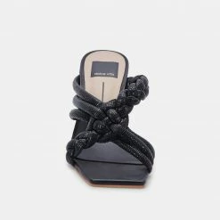 DOLCEVITA PIPIN HEELS BLACK EMBOSSED LEATHER