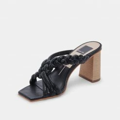 DOLCEVITA PIPIN HEELS BLACK EMBOSSED LEATHER