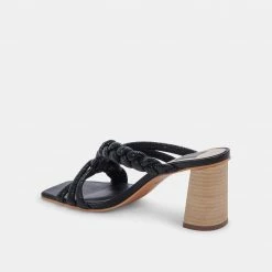 DOLCEVITA PIPIN HEELS BLACK EMBOSSED LEATHER