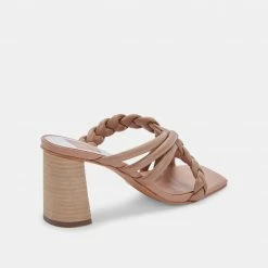 DOLCEVITA PIPIN HEELS CAFE EMBOSSED LEATHER SANDALS