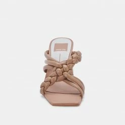 DOLCEVITA PIPIN HEELS CAFE EMBOSSED LEATHER SANDALS