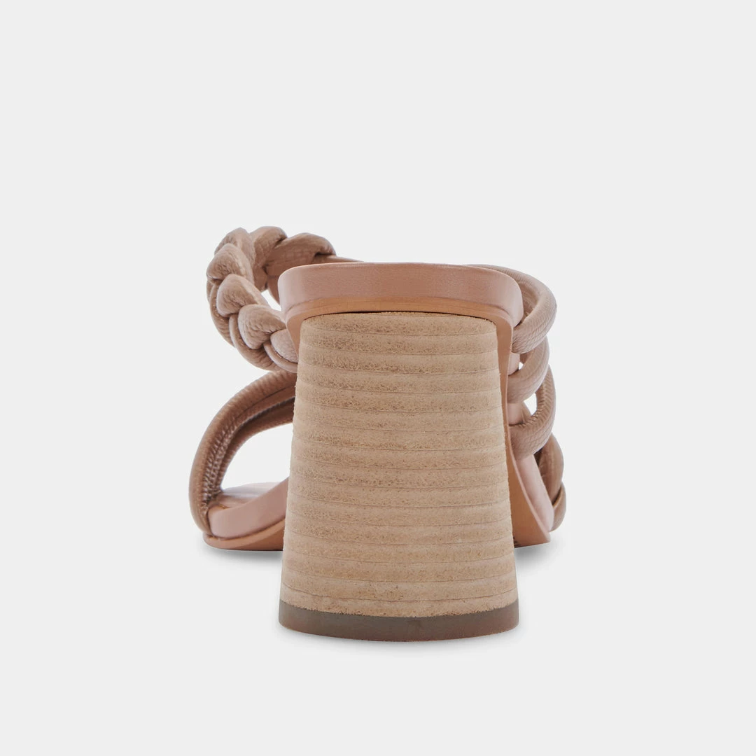 DOLCEVITA PIPIN HEELS CAFE EMBOSSED LEATHER SANDALS