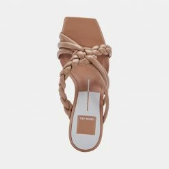 DOLCEVITA PIPIN HEELS CAFE EMBOSSED LEATHER SANDALS