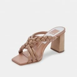 DOLCEVITA PIPIN HEELS CAFE EMBOSSED LEATHER SANDALS