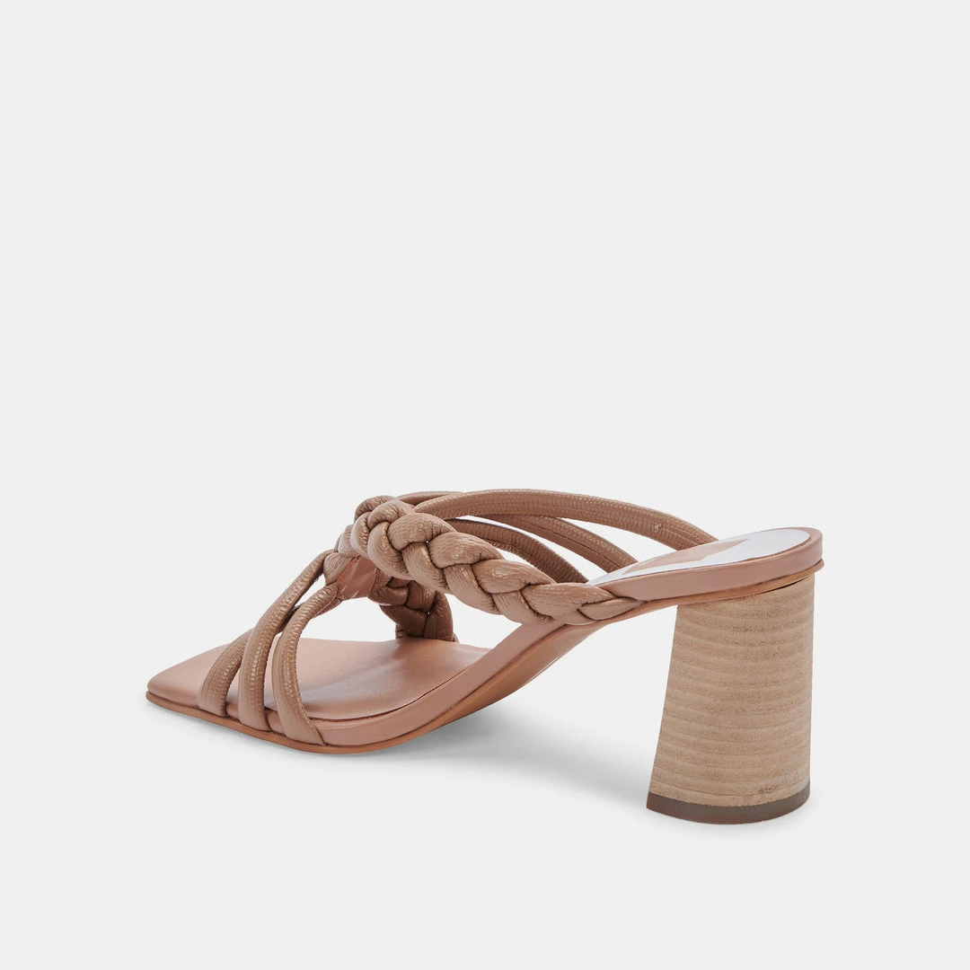 DOLCEVITA PIPIN HEELS CAFE EMBOSSED LEATHER SANDALS