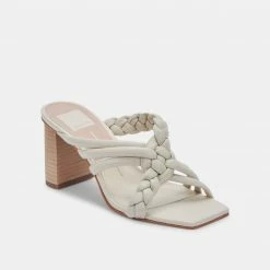 DOLCEVITA PIPIN HEELS IVORY EMBOSSED LEATHER SANDALS