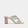 DOLCEVITA PIPIN HEELS IVORY EMBOSSED LEATHER SANDALS