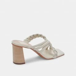 DOLCEVITA PIPIN HEELS IVORY EMBOSSED LEATHER SANDALS