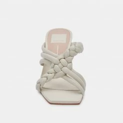 DOLCEVITA PIPIN HEELS IVORY EMBOSSED LEATHER SANDALS