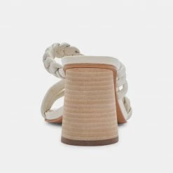 DOLCEVITA PIPIN HEELS IVORY EMBOSSED LEATHER SANDALS