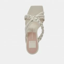 DOLCEVITA PIPIN HEELS IVORY EMBOSSED LEATHER SANDALS