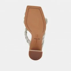 DOLCEVITA PIPIN HEELS IVORY EMBOSSED LEATHER SANDALS