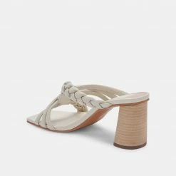 DOLCEVITA PIPIN HEELS IVORY EMBOSSED LEATHER SANDALS
