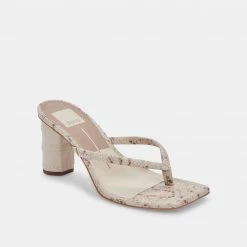 DOLCEVITA SANDALS RHYE HEELS LT TAUPE EMBOSSED STELLA