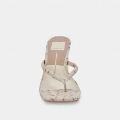 DOLCEVITA SANDALS RHYE HEELS LT TAUPE EMBOSSED STELLA