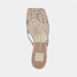 DOLCEVITA SANDALS RHYE HEELS LT TAUPE EMBOSSED STELLA