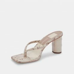 DOLCEVITA SANDALS RHYE HEELS LT TAUPE EMBOSSED STELLA